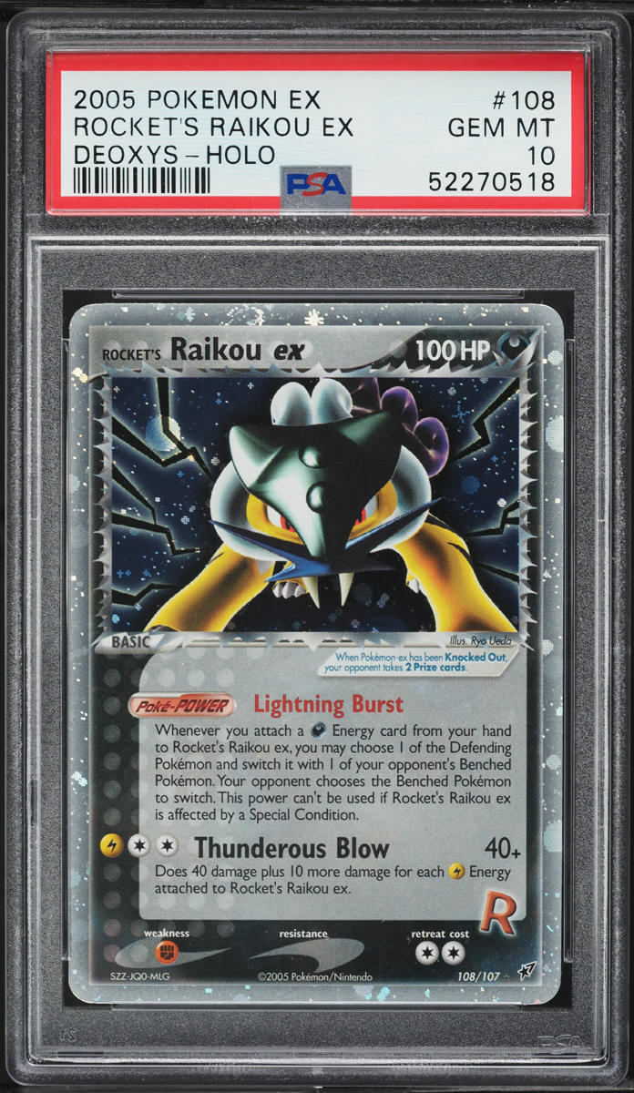 2005 Pokemon EX Deoxys Holo Rocket's Raikou ex #108 PSA 10 GEM MINT