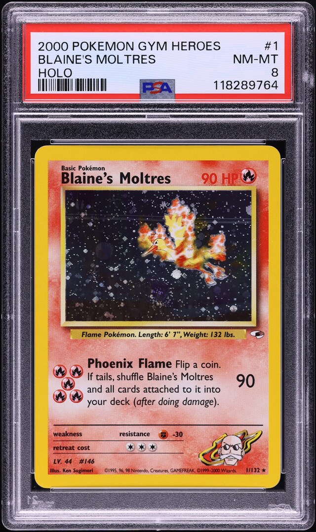 2000 Pokemon Gym Heroes Holo Blaine's Moltres #1 PSA 8 NM-MT