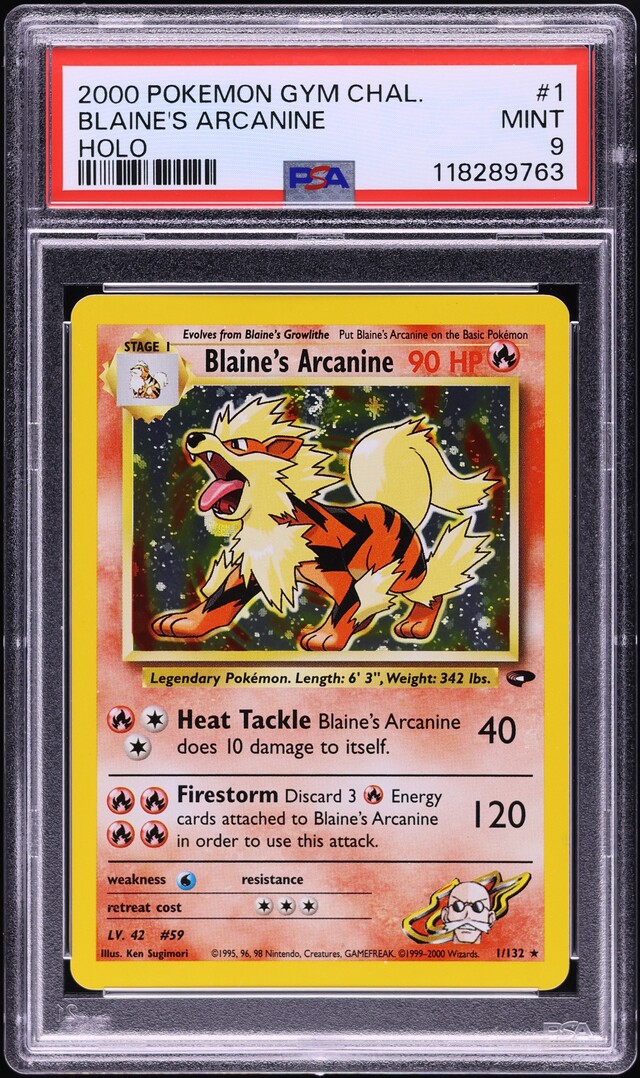 2000 Pokemon Gym Challenge Holo Blaine's Arcanine #1 PSA 9 MINT
