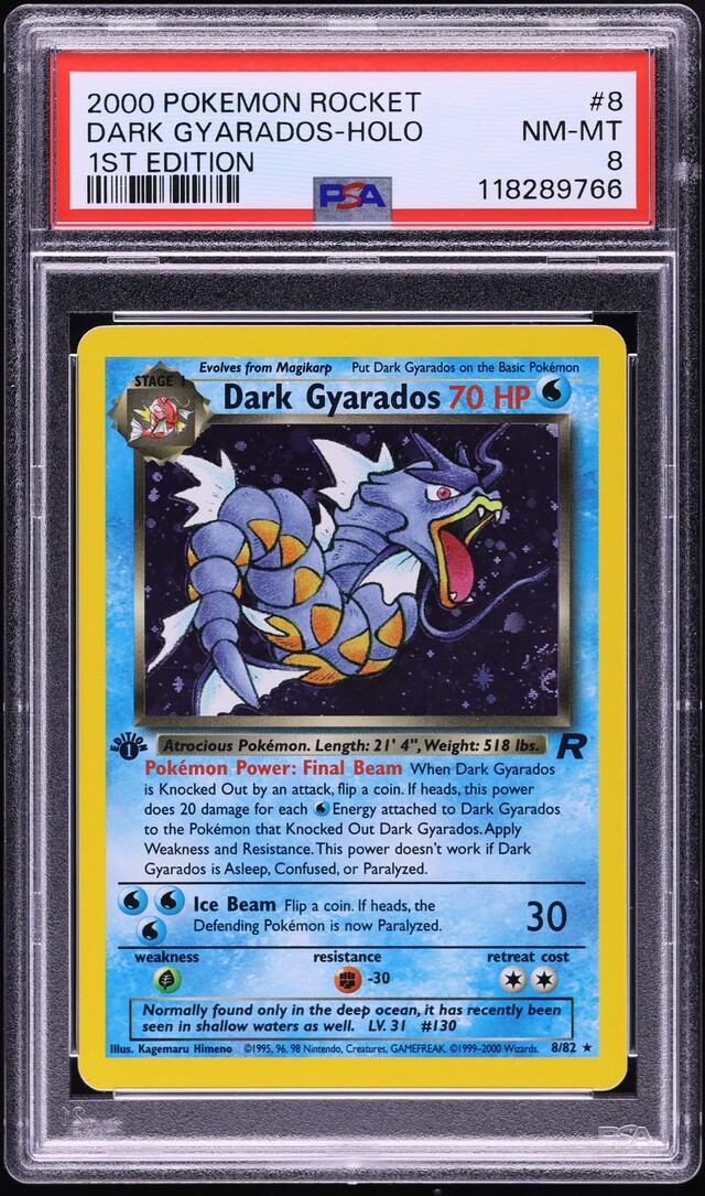 2000 Pokemon Team Rocket 1st Edition Holo Dark Gyarados #8 PSA 8 NM-MT