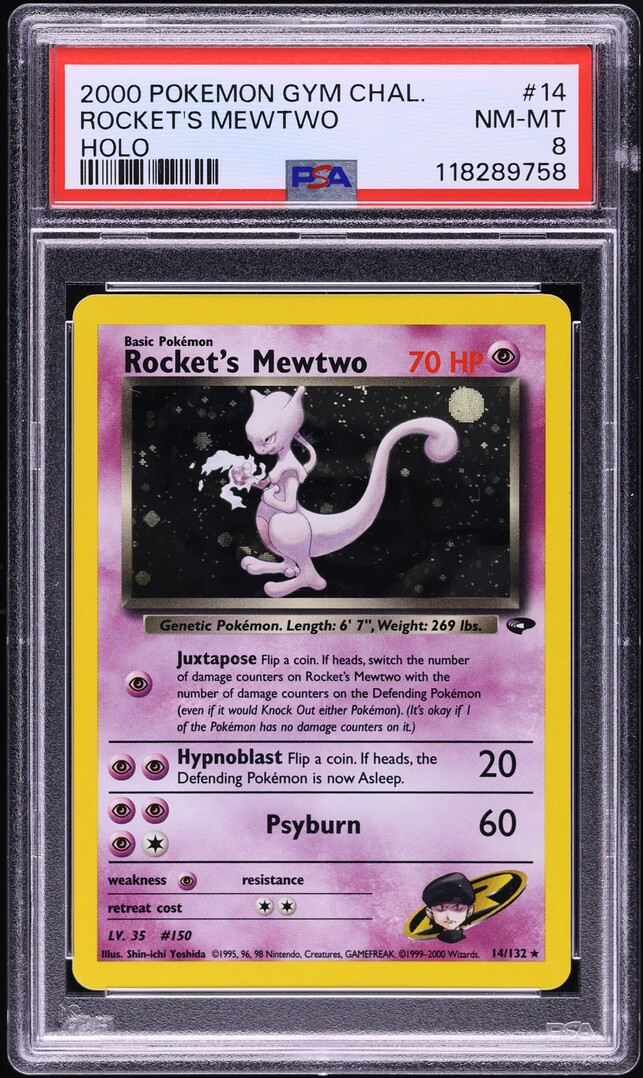 2000 Pokemon Gym Challenge Holo Rocket's Mewtwo #14 PSA 8 NM-MT