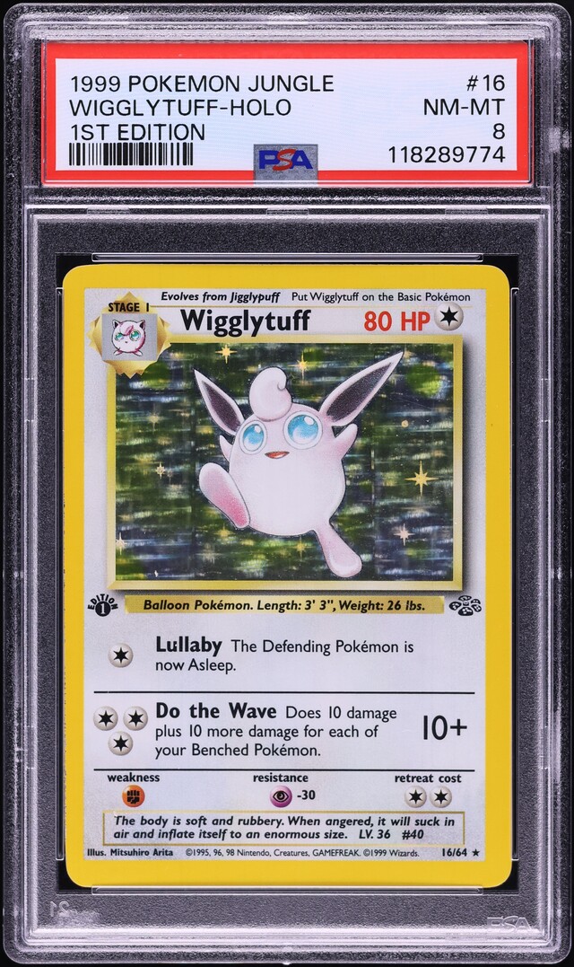 1999 Pokemon Jungle 1st Edition Holo Wigglytuff #16 PSA 8 NM-MT