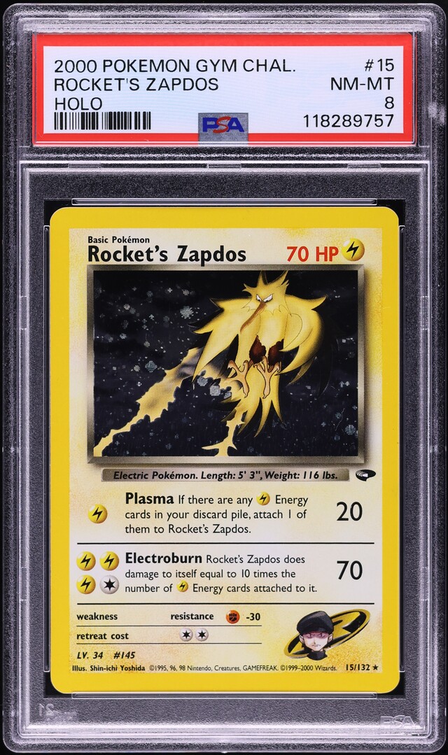 2000 Pokemon Gym Challenge Holo Rocket's Zapdos #15 PSA 8 NM-MT