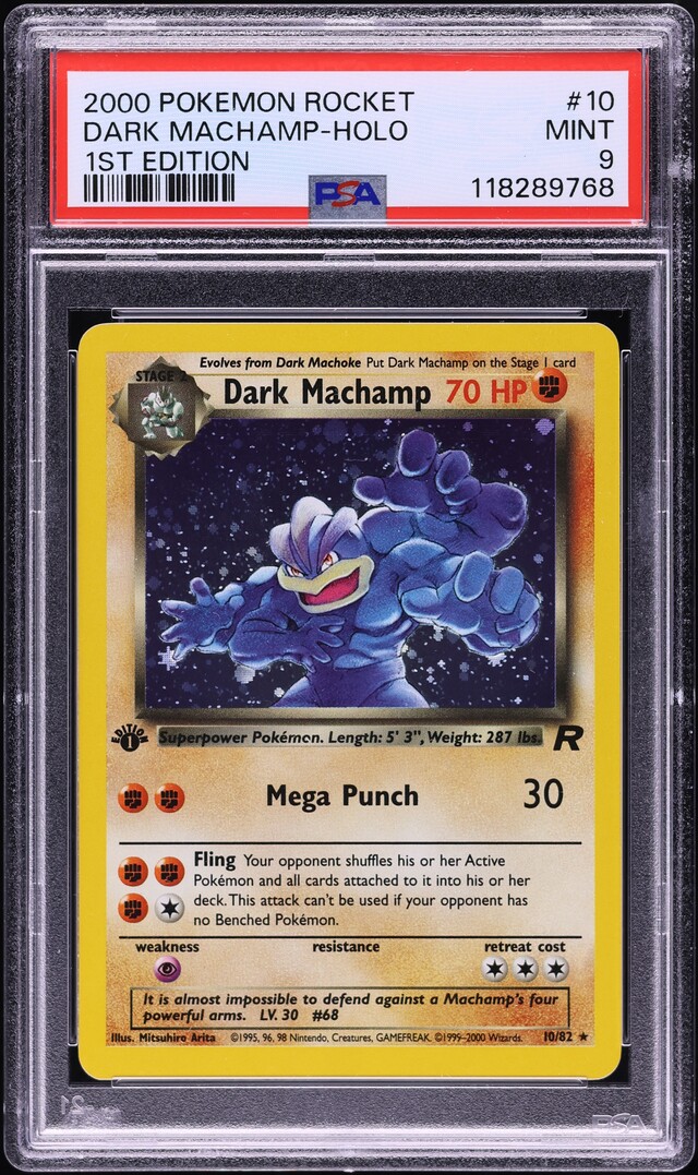 2000 Pokemon Team Rocket 1st Edition Holo Dark Machamp #10 PSA 9 MINT