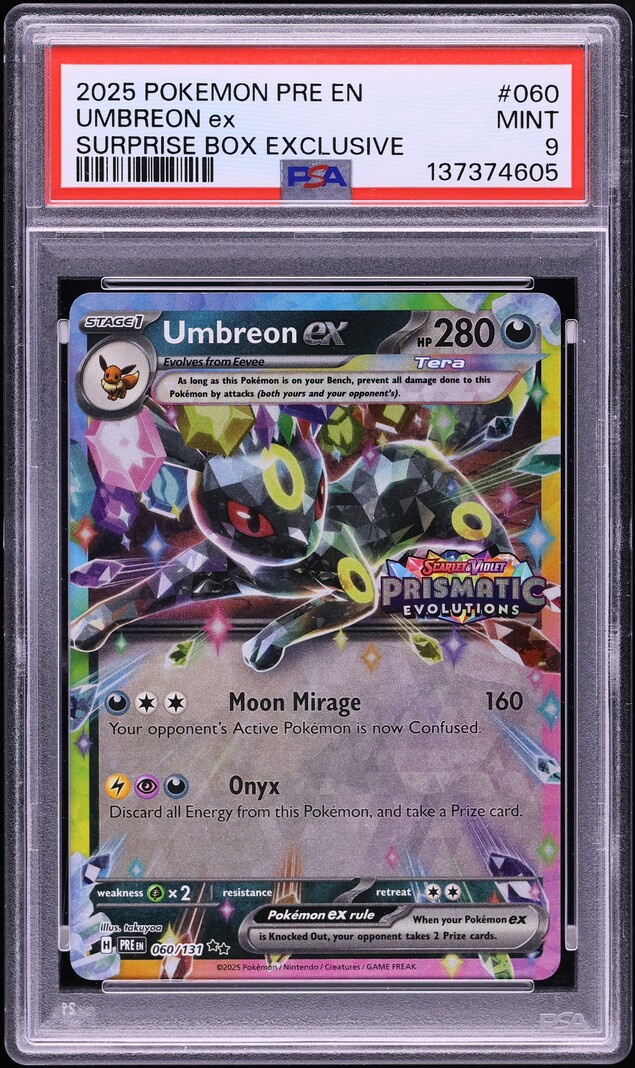2025 Pokemon SV Prismatic Evolutions Surprise Box Exclusive Holo Umbreon ex #60 PSA 9 MINT