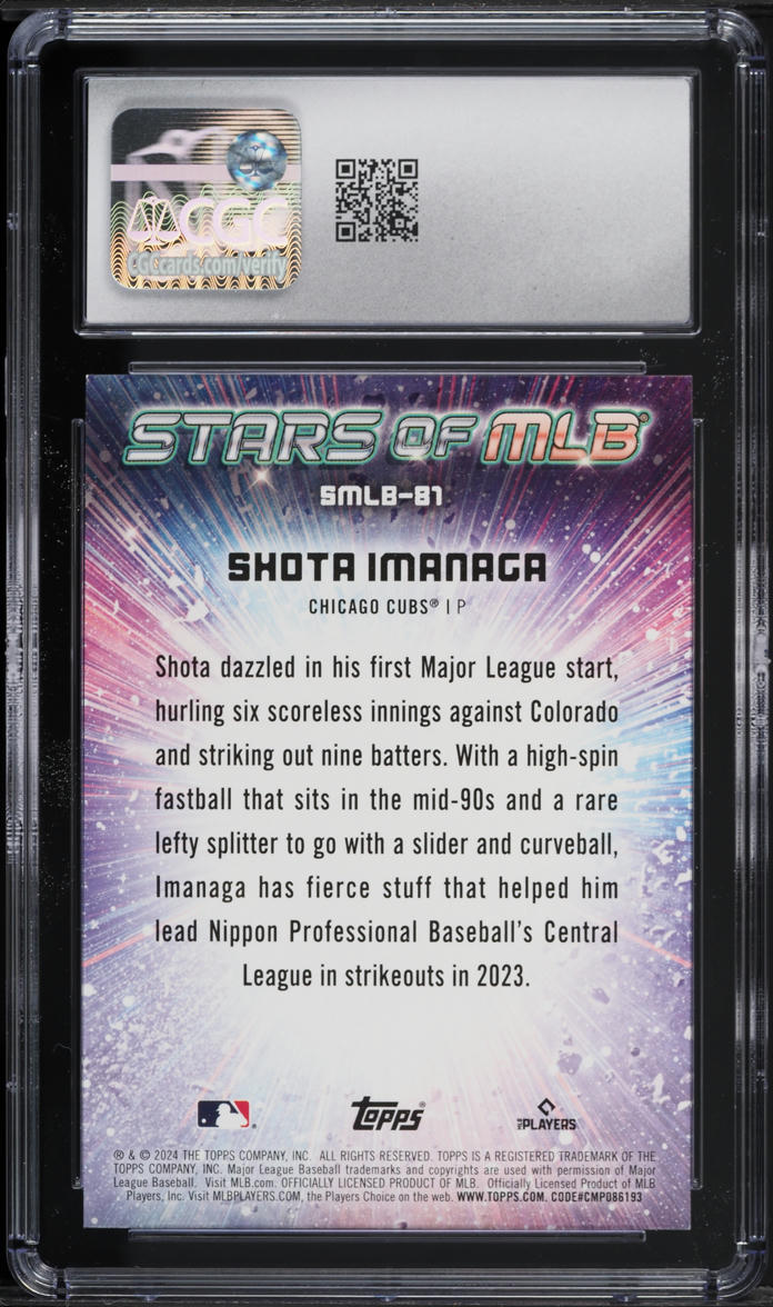 2024 Topps Update Stars Of MLB Shota Imanaga ROOKIE #SMLB-81 CGC 9 MINT