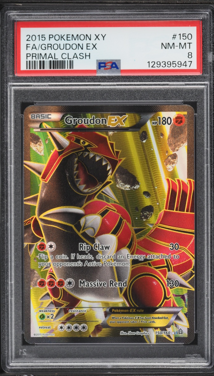 2015 Pokemon XY Primal Clash Full Art Groudon EX #150 PSA 8 NM-MT