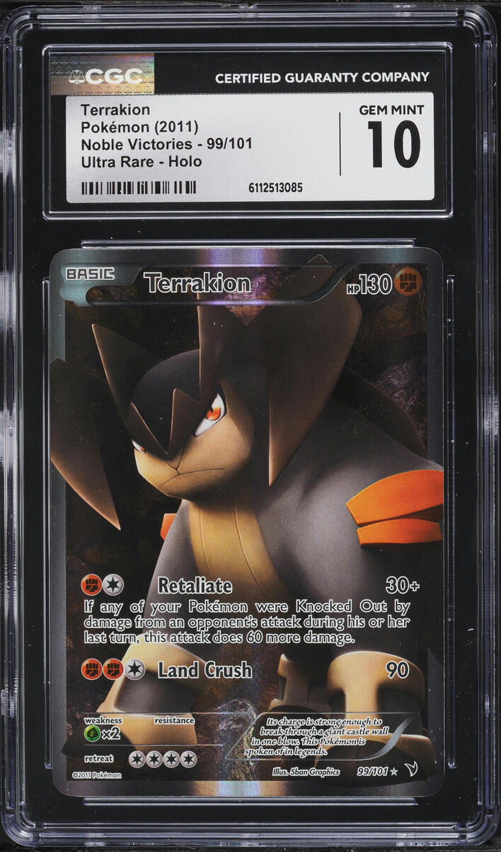 2011 Pokemon Black & White Noble Victories Full Art Terrakion #99 CGC 10 GEM MINT