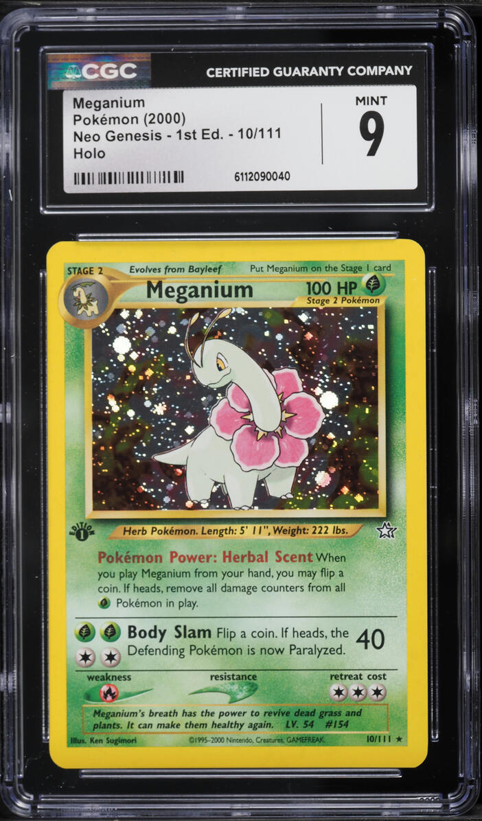 2000 Pokemon Neo Genesis 1st Edition Holo Meganium #10 CGC 9 MINT