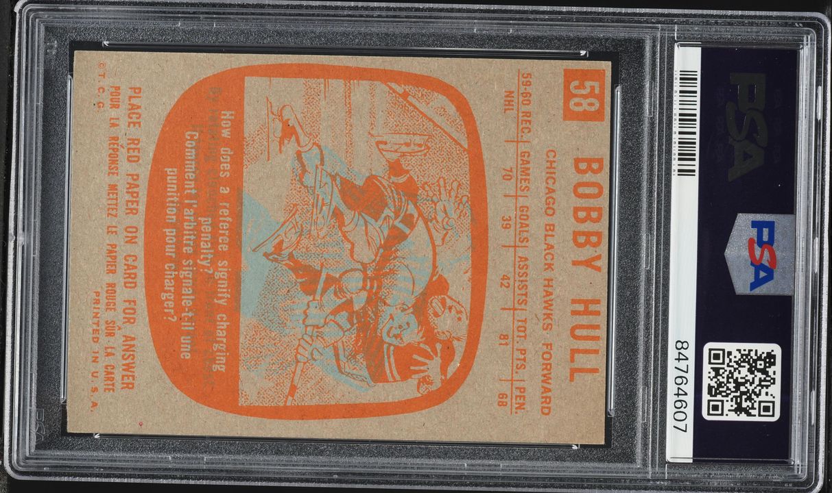 1960 Topps Hockey Bobby Hull #58 PSA 6 EXMT