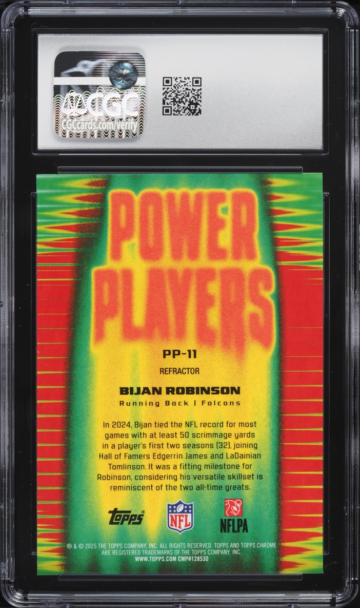 2025 Topps Chrome Power Players Refractor Bijan Robinson #PP-11 CGC 9.5 MINT+