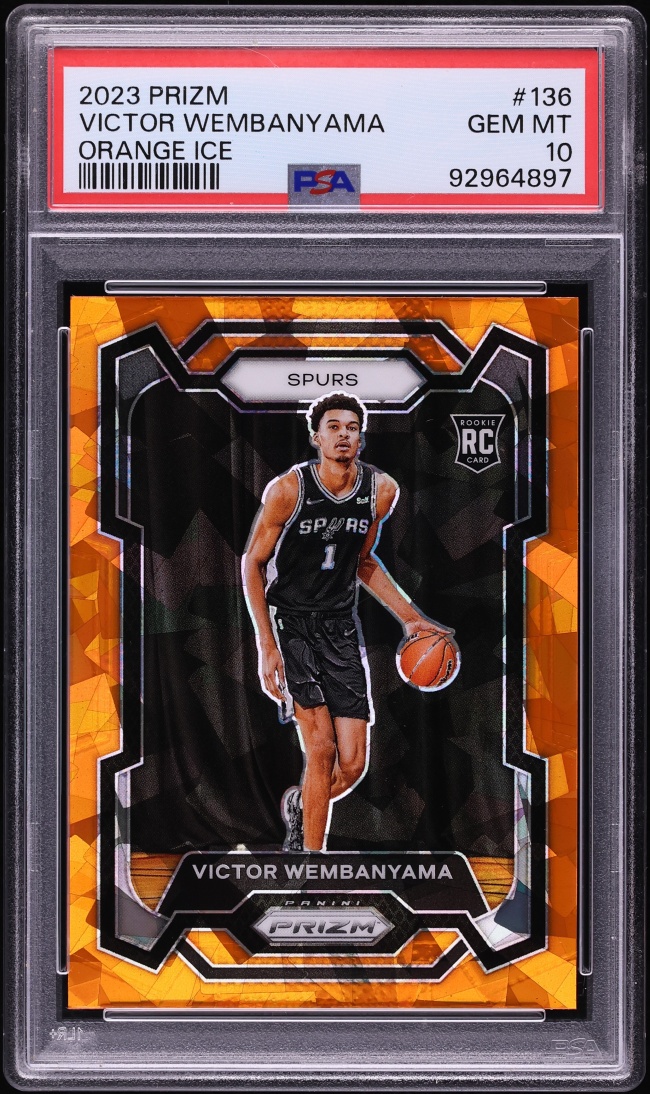 2023 Panini Prizm Orange Ice Victor Wembanyama ROOKIE #136 PSA 10 GEM MINT