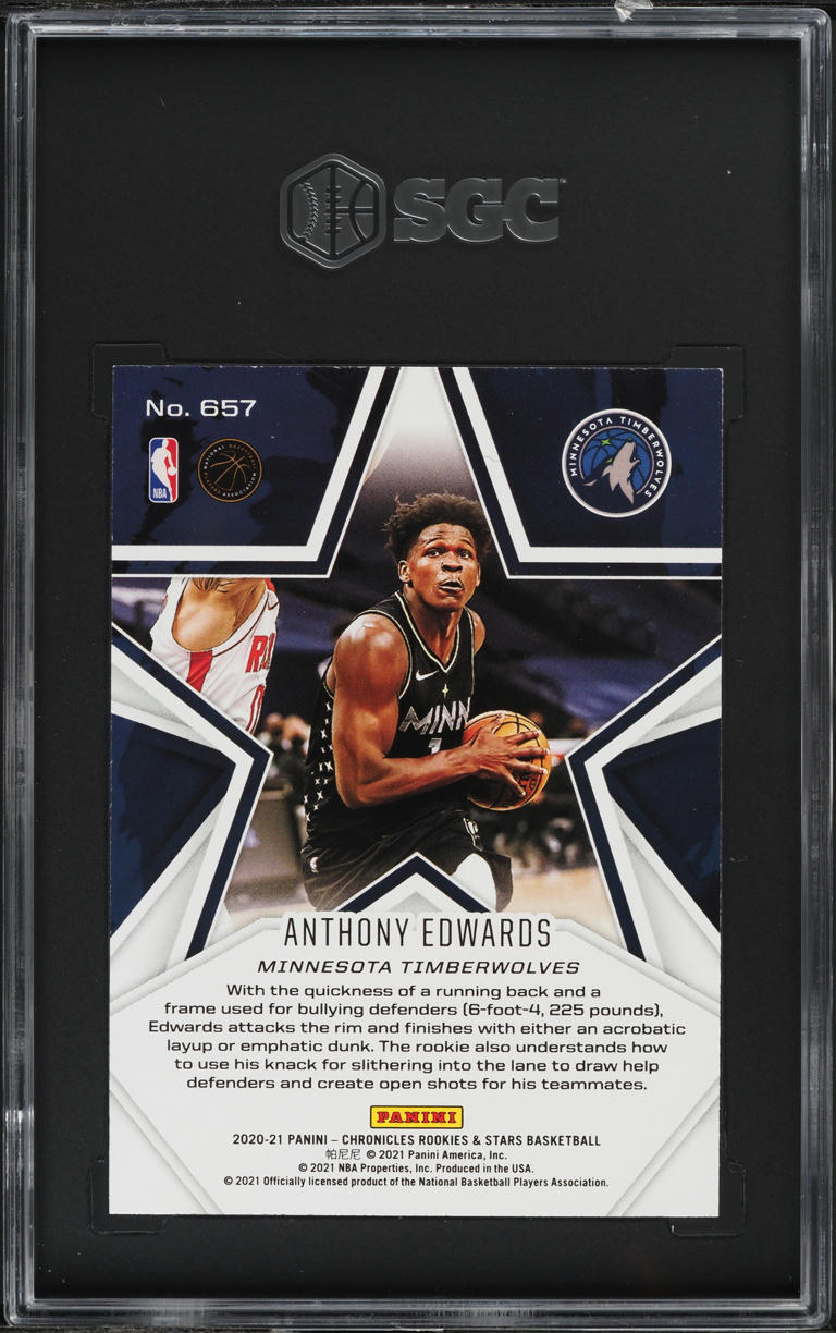 2020 Panini Chronicles Rookies & Stars Anthony Edwards ROOKIE #657 SGC 10 GEM