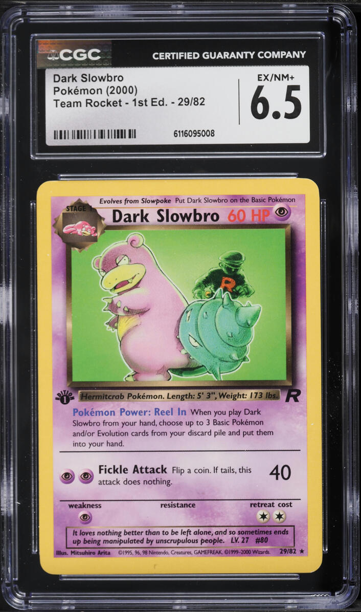 2000 Pokemon Team Rocket 1st Edition Dark Slowbro #29 CGC 6.5 EXMT+