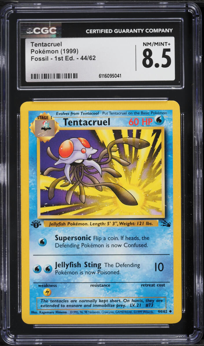 1999 Pokemon Fossil 1st Edition Tentacruel #44 CGC 8.5 NM-MT+
