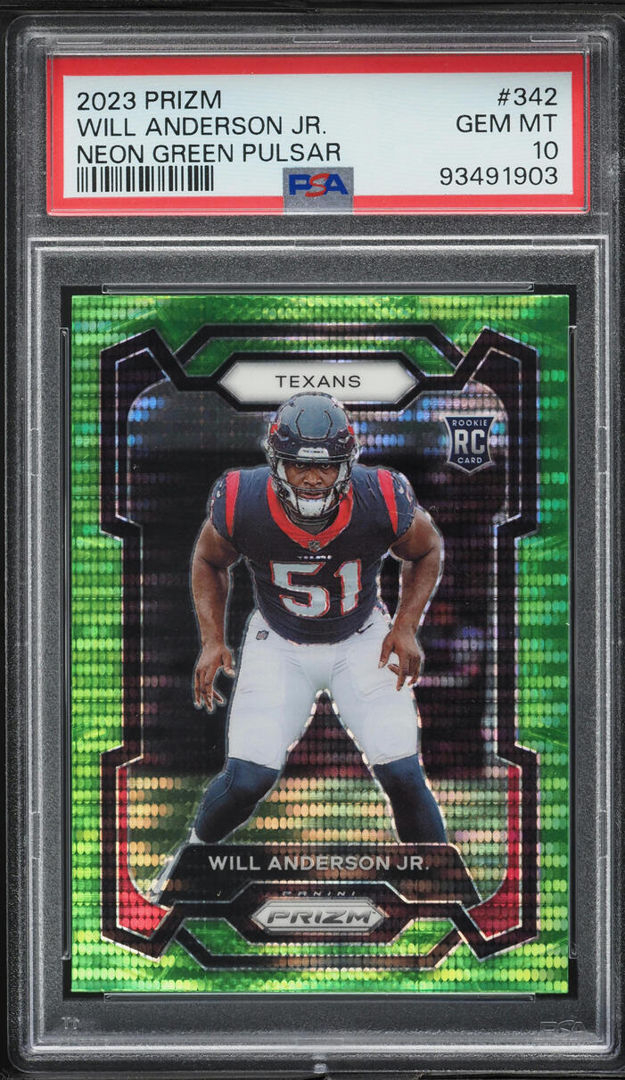2023 Panini Prizm Neon Green Pulsar Will Anderson Jr ROOKIE #342 PSA 10 GEM MINT