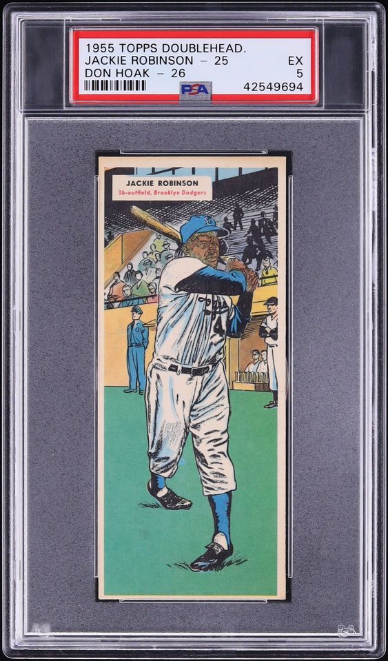 1955 Topps Doubleheaders Jackie Robinson & Don Hoak #25-26 PSA 5 EX