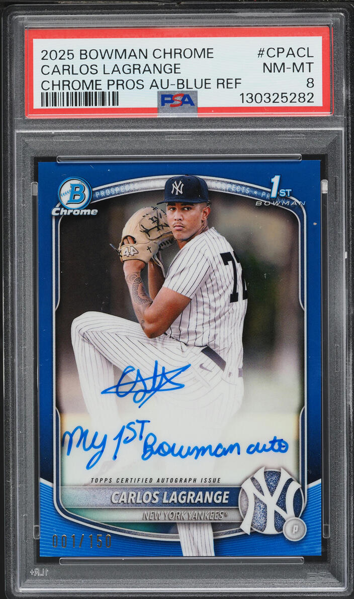2025 Bowman Chrome Blue Refractor Carlos Lagrange PROSPECT AUTO 1/150 #CPA-CL PSA 8 NM-MT - Photo 1
