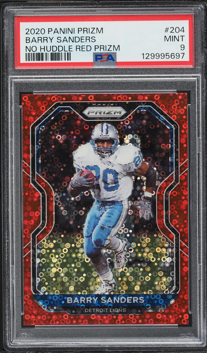 2020 Panini Prizm No Huddle Red Barry Sanders /50 #204 PSA 9 MINT
