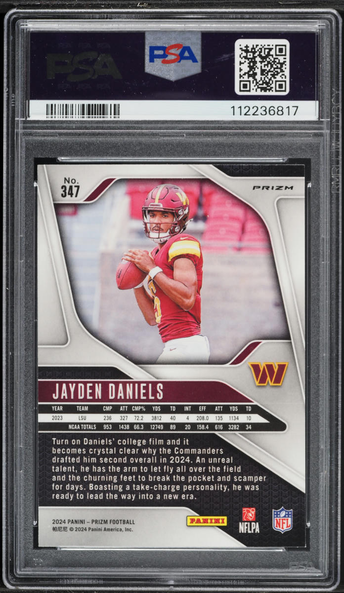 2024 Panini Prizm Pink Jayden Daniels ROOKIE #347 PSA 8 NM-MT