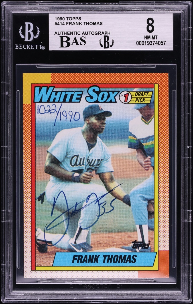 1990 Topps Frank Thomas ROOKIE AUTO /1990 #414 BAS BGS 8 NM-MT