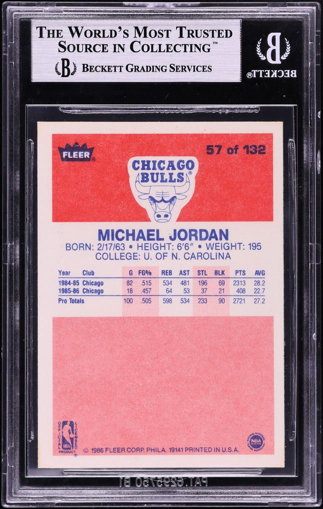 1986 Fleer Basketball Michael Jordan ROOKIE #57 BGS 9 MINT