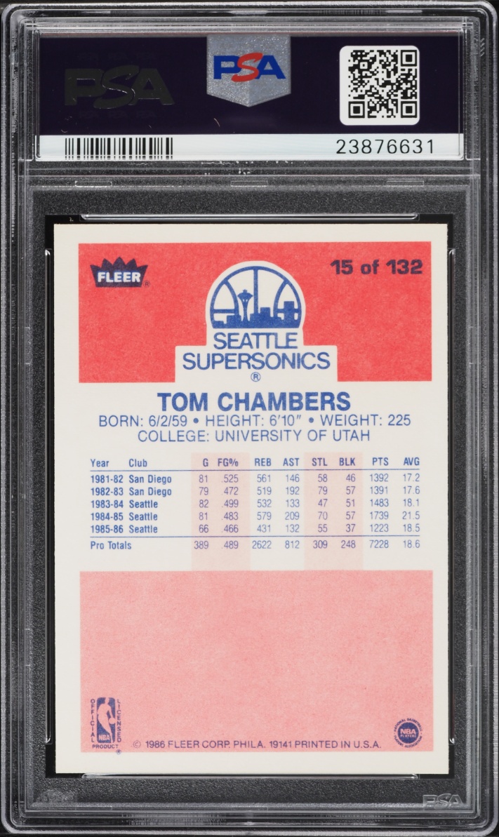 1986 Fleer Basketball Tom Chambers #15 PSA 9 MINT