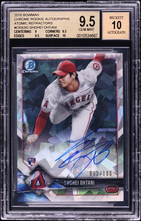 2018 Bowman Chrome Atomic Refractor Shohei Ohtani ROOKIE AUTO /100 #CRA-SO BGS 9.5 GEM MINT
