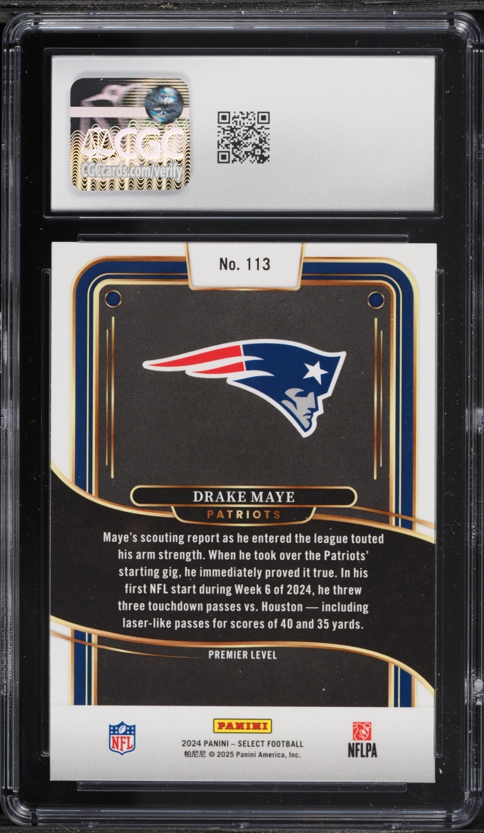 2024 Select Premier Level Drake Maye ROOKIE #113 CGC 10 GEM MINT