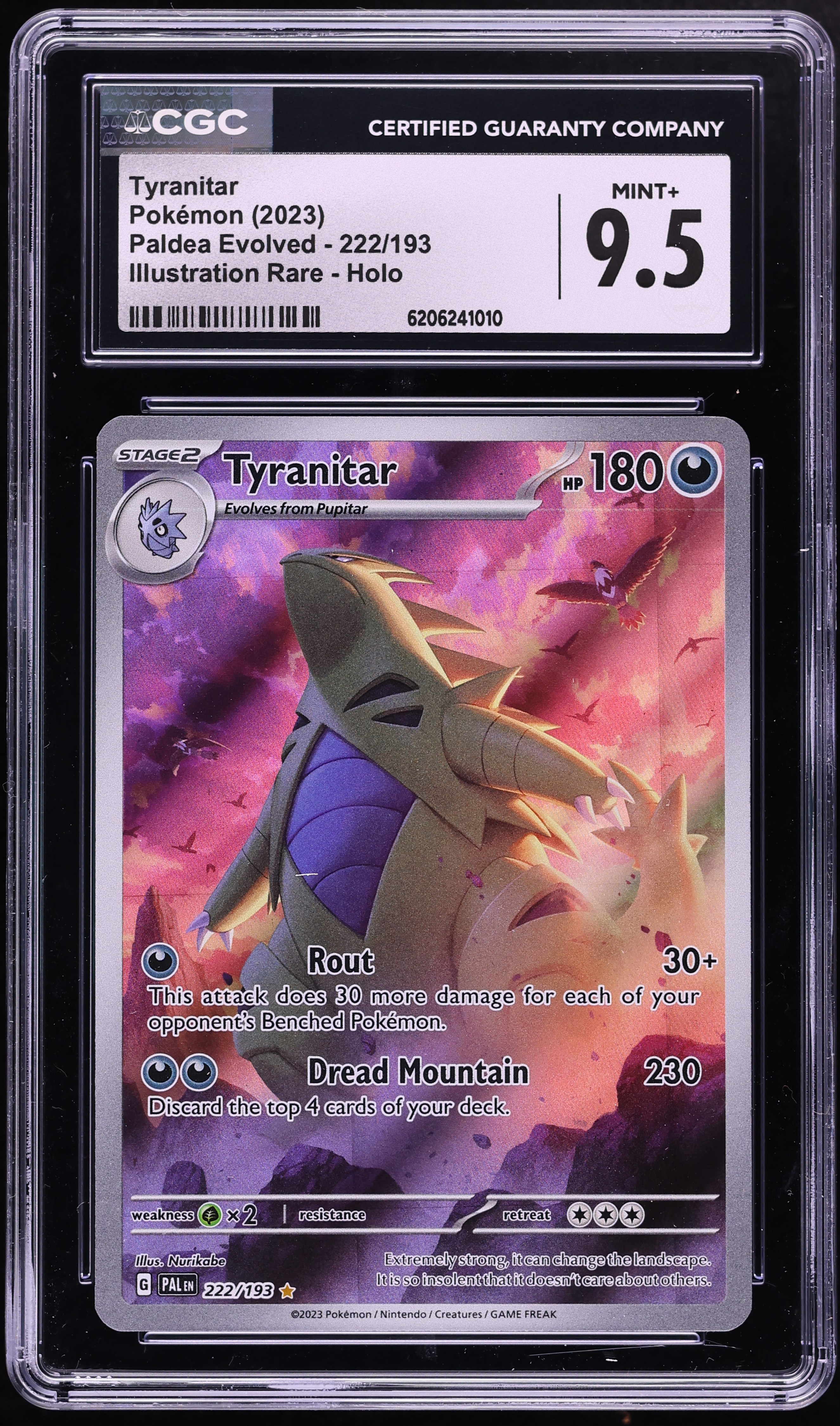 2023 Pokemon Scarlet & Violet Paldea Evolved IR Tyranitar #222 CGC 9.5 MINT+