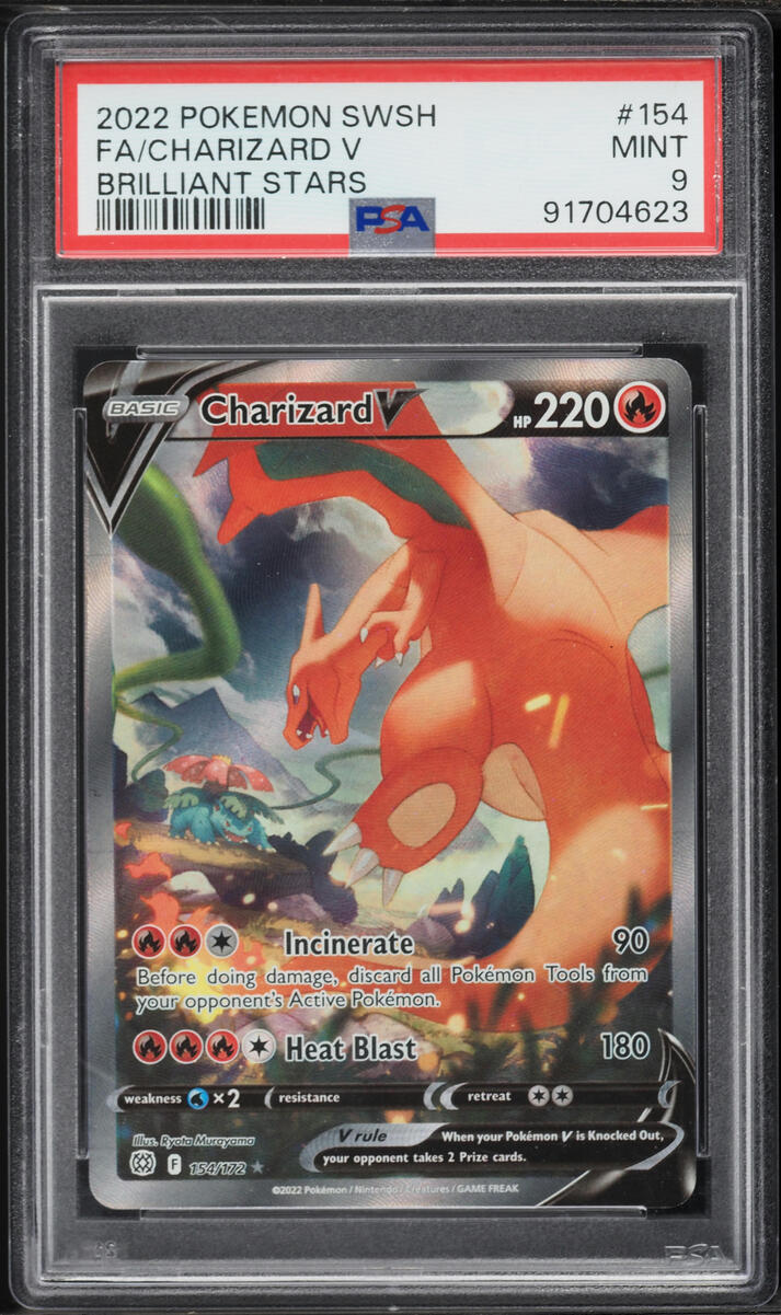 2022 Pokemon Sword & Shield Brilliant Stars Alt Art Charizard V #154 PSA 9 MINT