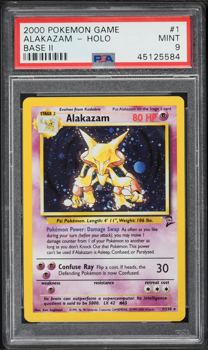 2000 Pokemon Base Set 2 Holo Alakazam #1 PSA 9 MINT