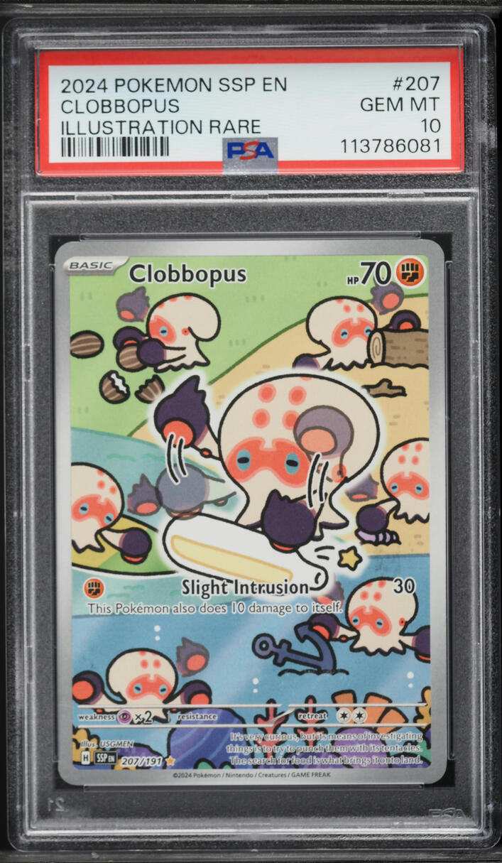 2024 Pokemon Scarlet & Violet Surging Sparks IR Clobbopus #207 PSA 10 GEM MINT