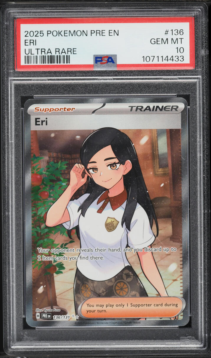 2025 Pokemon Scarlet & Violet Prismatic Evolutions Full Art Eri #136 PSA 10 GEM MINT