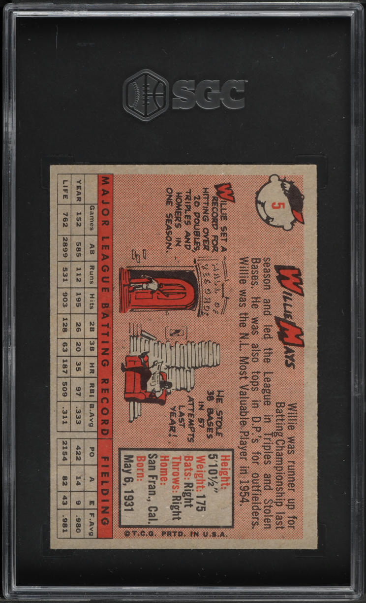 1958 Topps Willie Mays #5 SGC 8 NM-MT