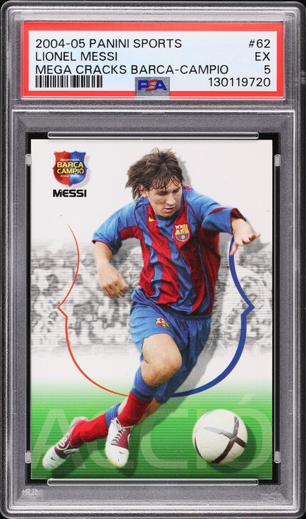 リオネルメッシ　ルーキーカード 2004 Panini Mega Cracks 2004 Panini Mega Cracks Barca Lionel Messi Campeon #62 PSA 8