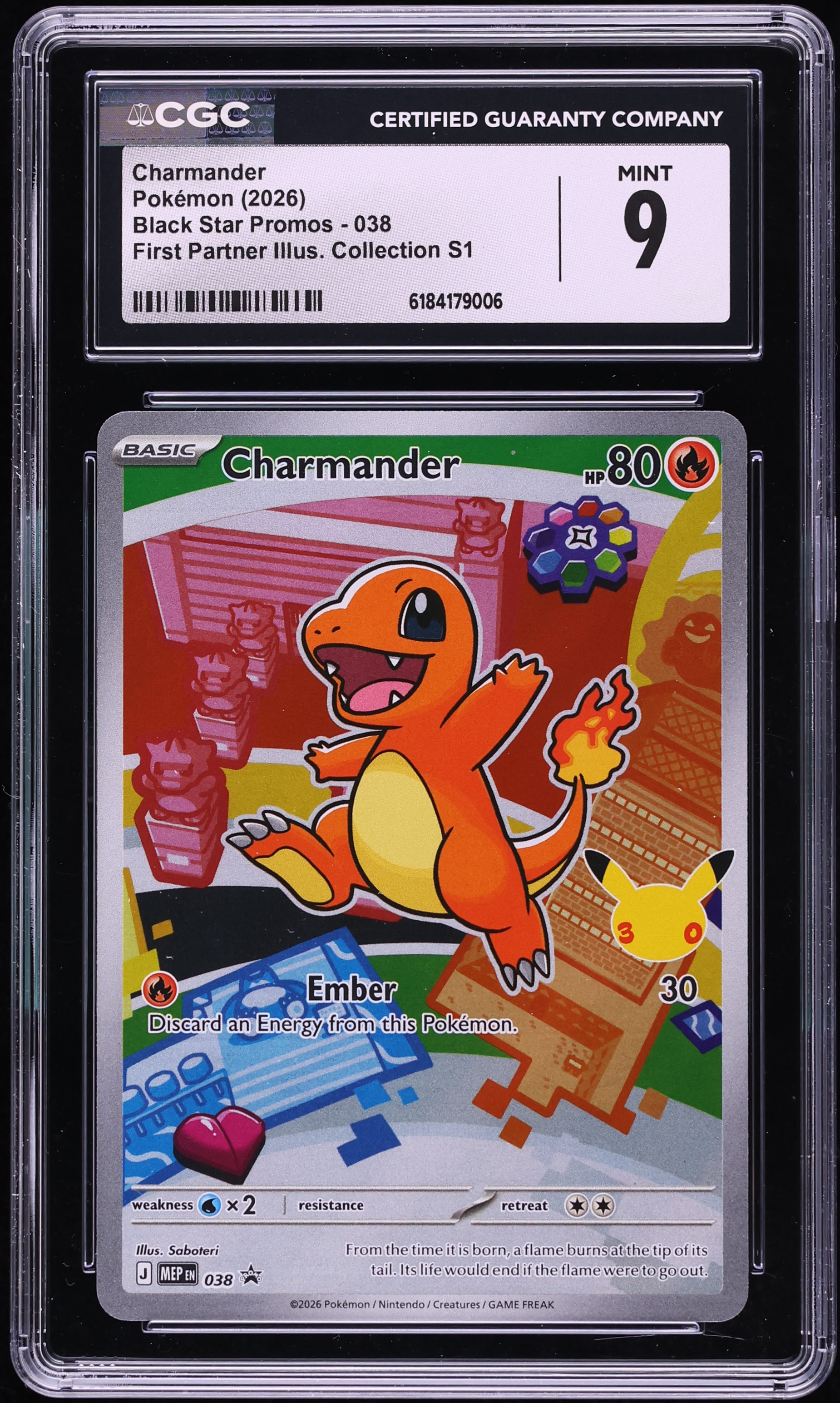 2026 Pokemon Mega Promo First Partner Illustration S1 Full Art Charmander #38 CGC 9 MINT