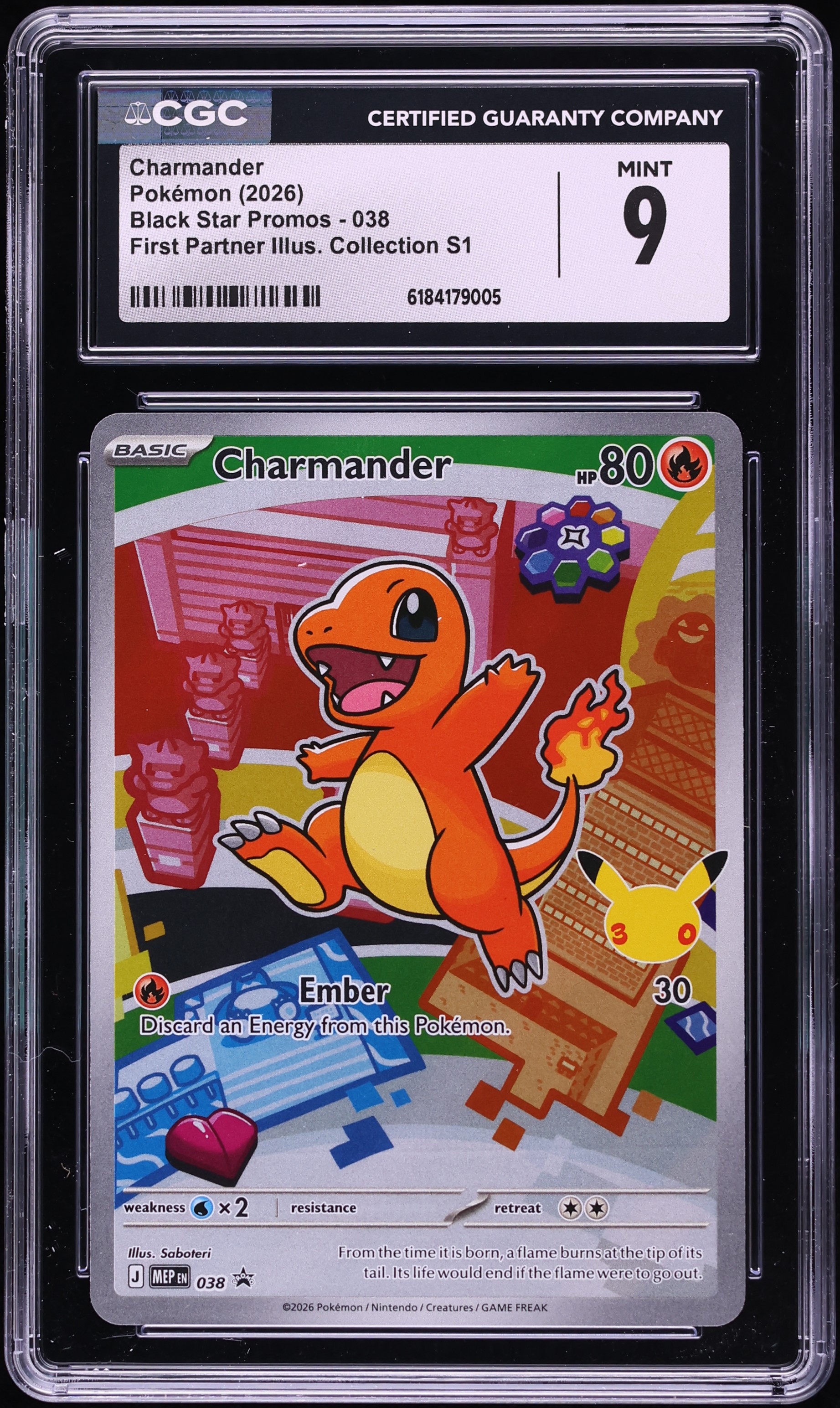 2026 Pokemon Mega Promo First Partner Illustration S1 Full Art Charmander #38 CGC 9 MINT
