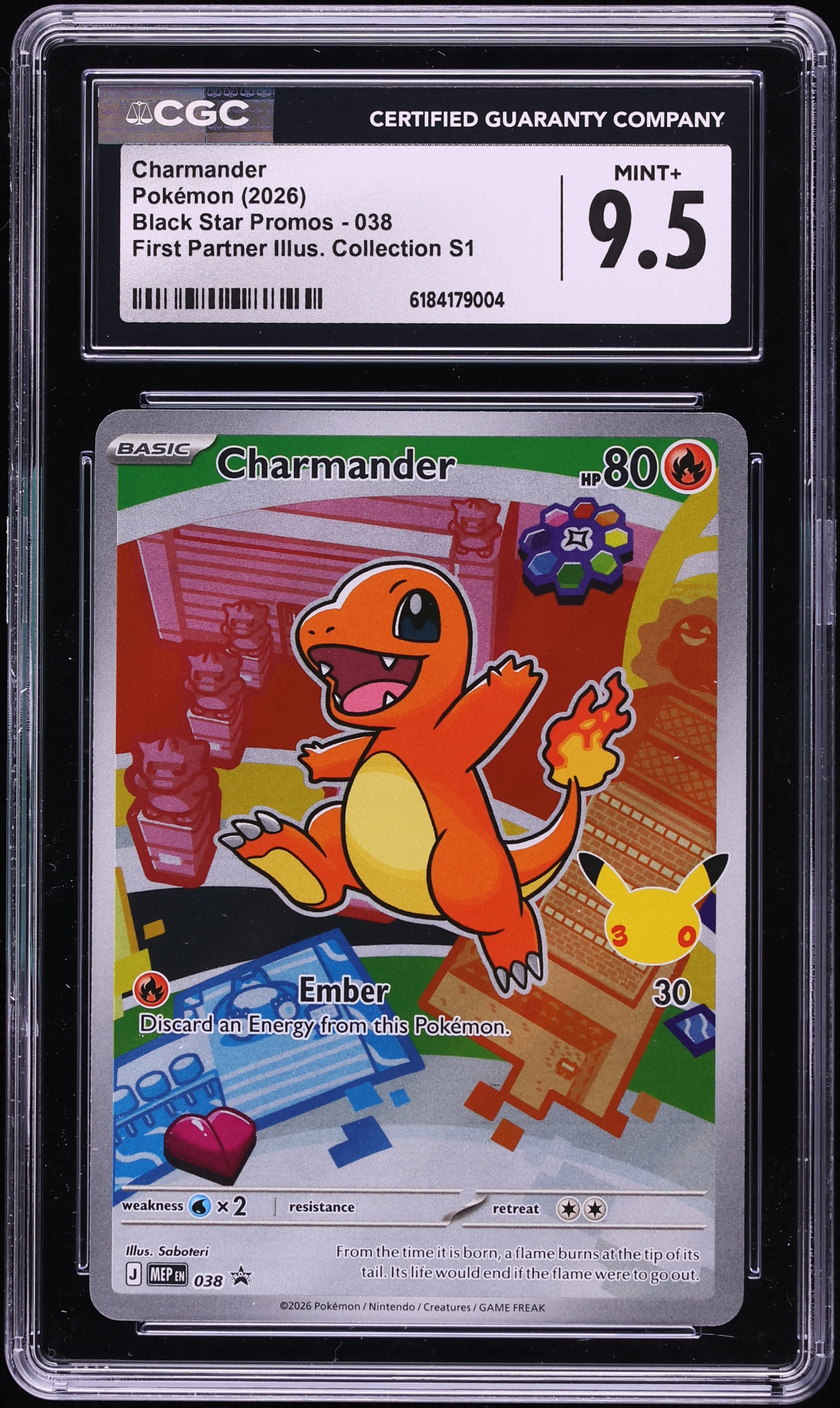 2026 Pokemon Mega Promo First Partner Illustration S1 Full Art Charmander #38 CGC 9.5 MINT+