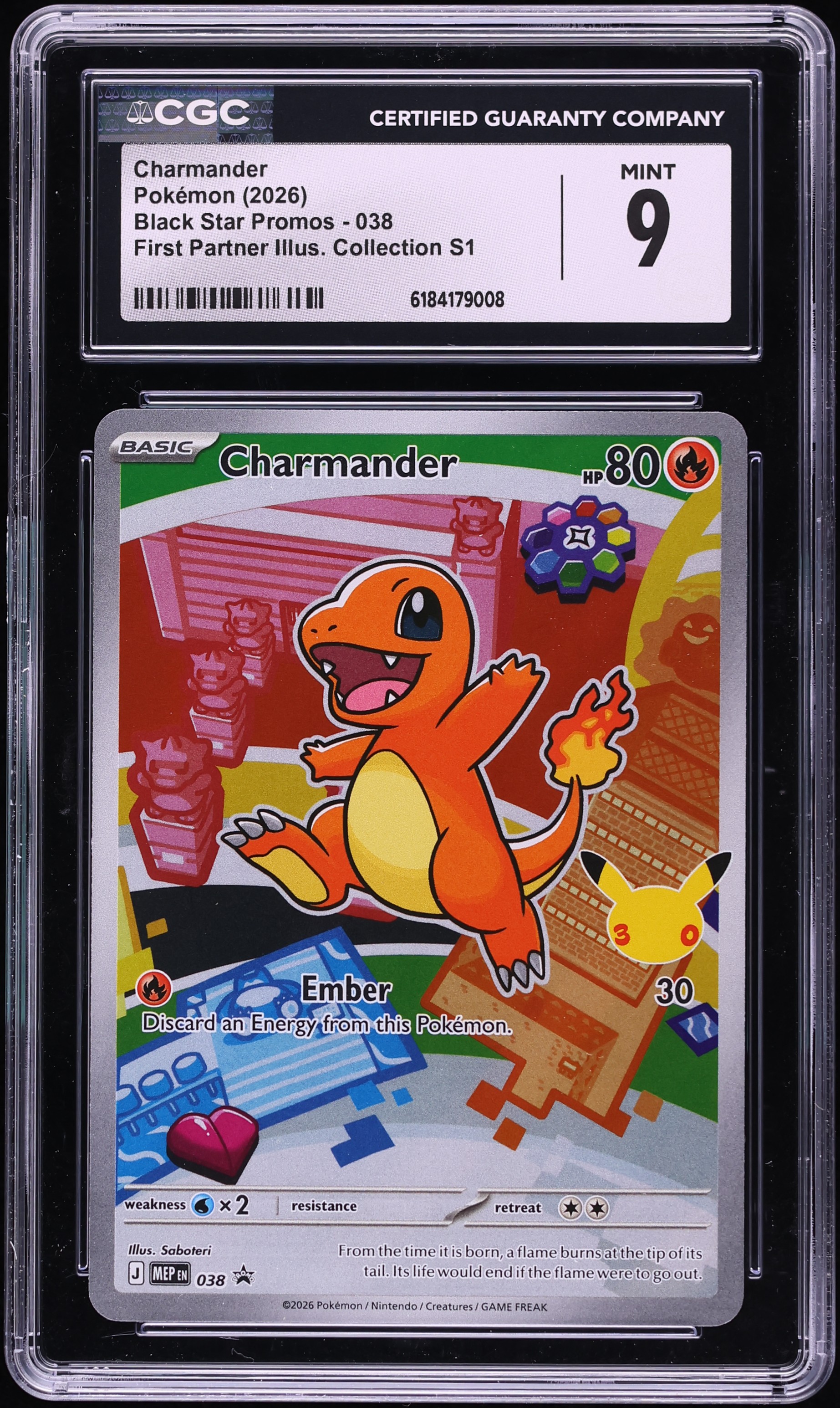 2026 Pokemon Mega Promo First Partner Illustration S1 Full Art Charmander #38 CGC 9 MINT
