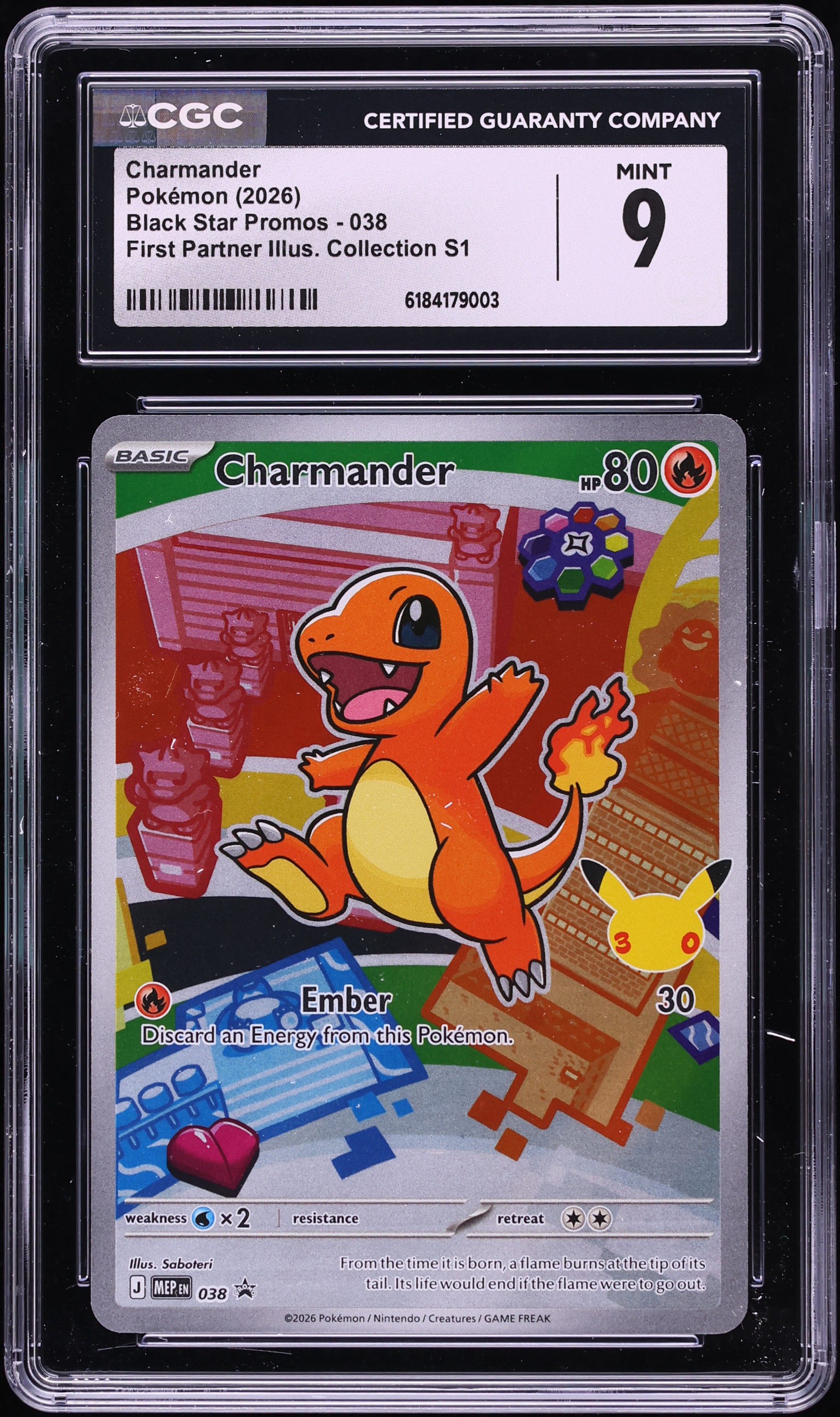 2026 Pokemon Mega Promo First Partner Illustration S1 Full Art Charmander #38 CGC 9 MINT