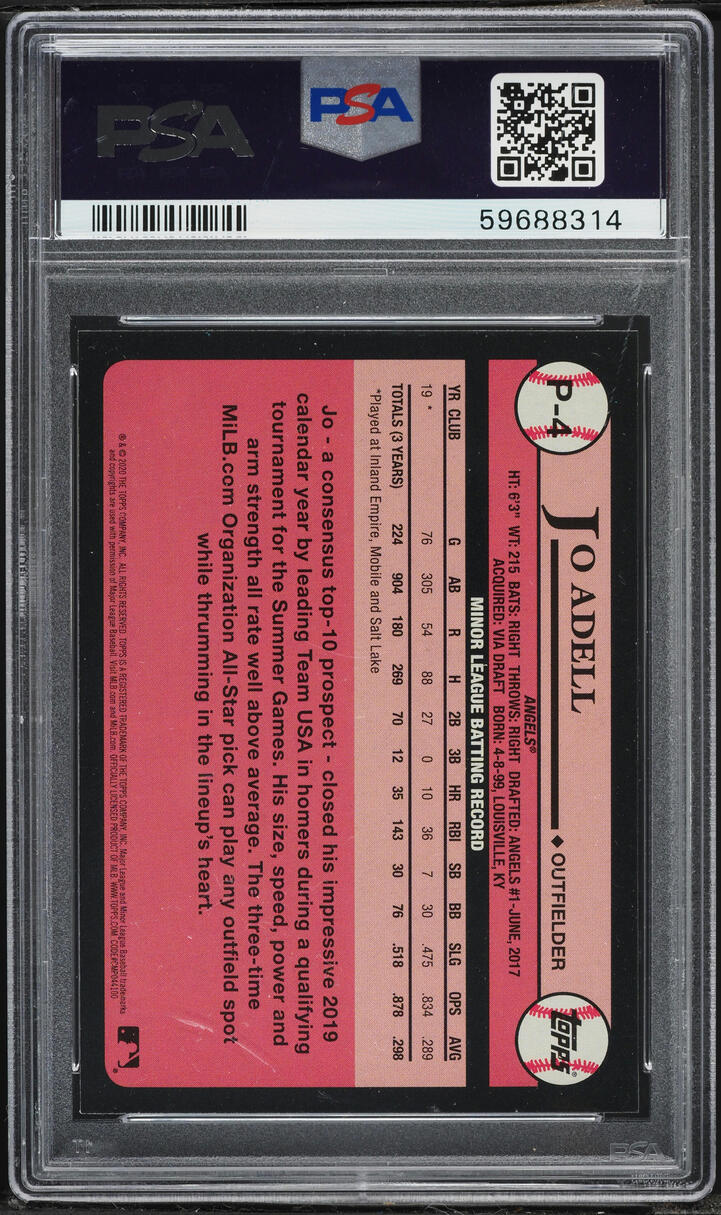 2020 Topps Update Jo Adell PROSPECT #P-4 PSA 8 NM-MT