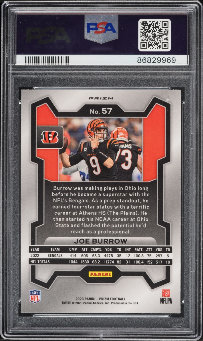 2023 Panini Prizm Disco Joe Burrow #57 PSA 10 GEM MINT