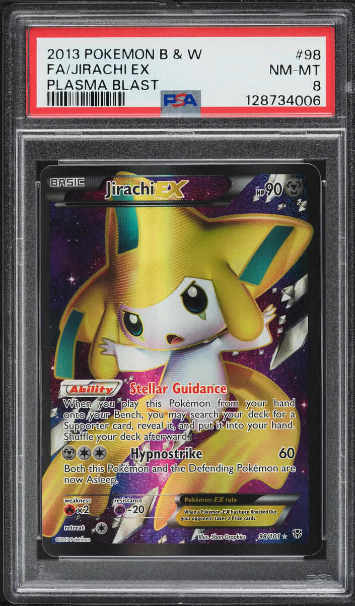 2013 Pokemon Black & White Plasma Blast Full Art Jirachi EX #98 PSA 8 NM-MT
