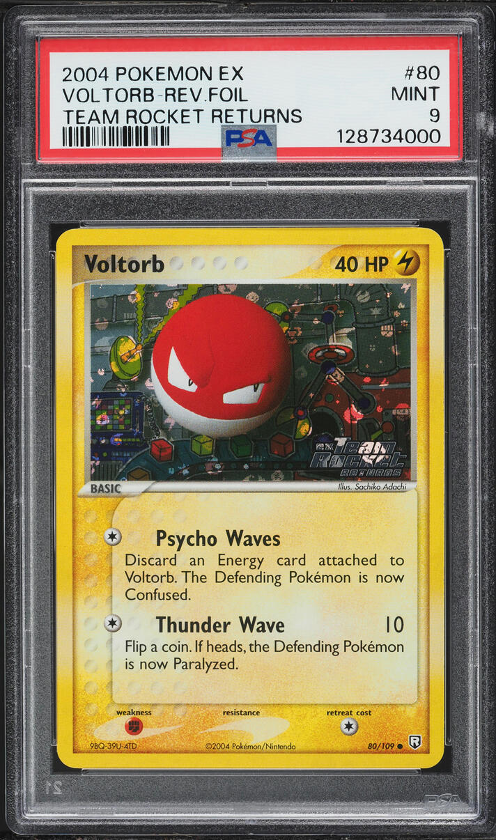 2004 Pokemon EX Team Rocket Returns Reverse Holo Voltorb #80 PSA 9 MINT