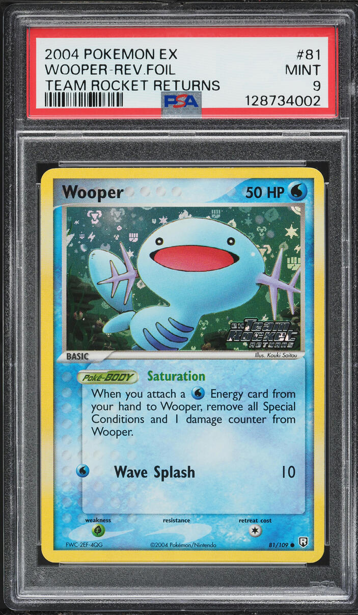 2004 Pokemon EX Team Rocket Returns Reverse Holo Wooper #81 PSA 9 MINT