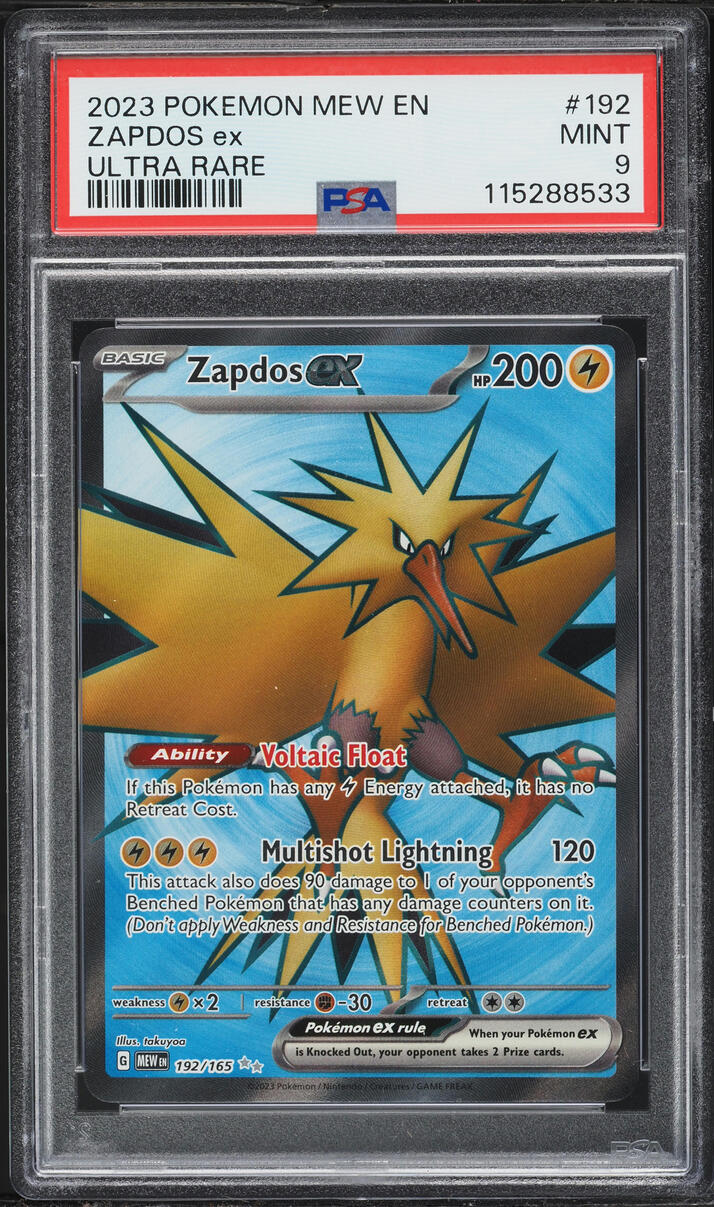 2023 Pokemon Scarlet & Violet 151 Full Art Zapdos EX #192 PSA 9 MINT