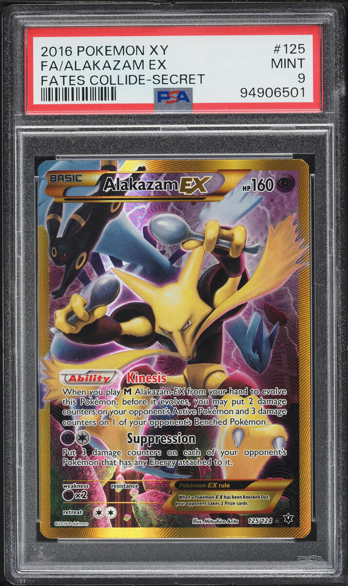 2016 Pokemon XY Fates Collide Full Art Alakazam EX #125 PSA 9 MINT