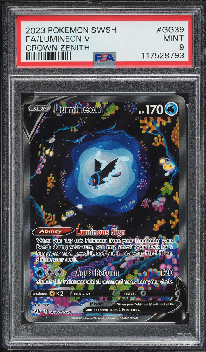2023 Pokemon Sword & Shield Crown Zenith Full Art Lumineon V #GG39 PSA 9 MINT