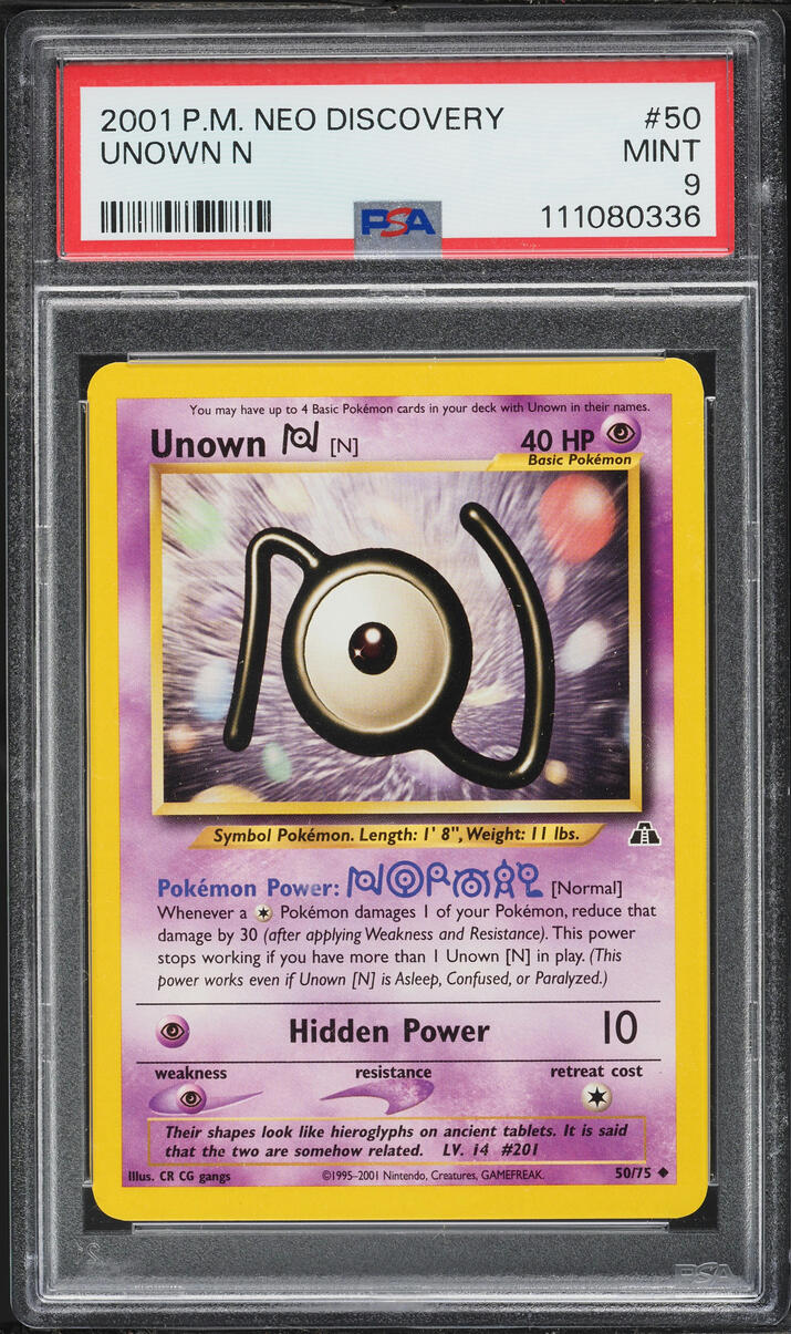 2001 Pokemon Neo Discovery Unown N #50 PSA 9 MINT